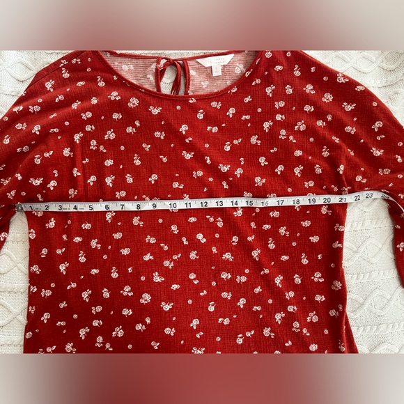 Lauren Conrad Dark Orange Floral Women's Blouse with Statement Sleeves Size L - Picture 15 of 15